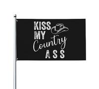 Drapeau de maison Kiss My Country Ass, drapeau de 3 x 5 pieds, simple face pour l'extérieur, bannières anti-décoloration aux couleurs vives, décoration extérieure de cour