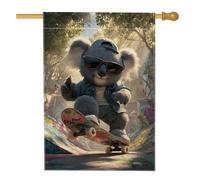 Drapeau de maison Koala, lunettes de soleil contemporaines et ludiques en toile de jute double face, pour extérieur, terrasse, cour, pelouse, entrée, balcon, 71,1 x 101,6 cm