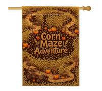 Drapeau de maison labyrinthe de maïs, saisonnier rustique, citrouilles tracteur, orange automne, double face en toile de jute pour extérieur, terrasse, pelouse, entrée, camping, 71,1 x 101,6 cm