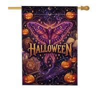 Drapeau de maison Mystique et Occulte Halloween Citation 71 x 101 cm | Jack-o'-lanternes, drapeau de pelouse, livres de sorts, runes célestes, atmosphère magique, décoration de cour d'automne