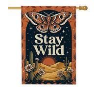 Drapeau de maison papillon, style bohème, nature, cactus, désert, été, orange, toile de jute double face pour extérieur, cour, pelouse, terrasse, porte, entrée, 71 x 101 cm