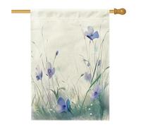 Drapeau de maison pervenches printanières 71,1 x 101,6 cm double face pour décoration extérieure, fleurs de campagne, feuille avant de cour, drapeau de maison, motif floral extérieur, drapeau de