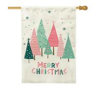 Drapeau de maison pour arbres de Noël, flocons de neige festifs et ludiques à pois en toile de jute verte double face pour porche, extérieur, terrasse, pelouse, entrée, camping, 71,1 x 101,6 cm
