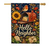 Drapeau de maison pour boîte aux lettres, rustique, tournesol, oiseau printanier, bleu, double face, en toile de jute décorative pour extérieur, cour, pelouse, terrasse, porte, entrée, 71,1 x 101,6 cm