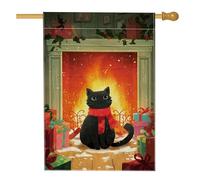 Drapeau de maison pour chat, cadeau de Noël confortable en toile de jute rouge double face, drapeaux décoratifs pour extérieur, terrasse, pelouse, entrée, camping, 71,1 x 101,6 cm