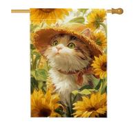 Drapeau de maison pour chat, chapeau de tournesol fantaisie en toile de jute jaune double face pour extérieur, terrasse, cour, pelouse, entrée, balcon, 71 x 101 cm