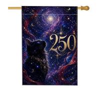 Drapeau de maison pour chat, étoiles fantastiques mystiques galaxie Halloween violet double face en toile de jute décorative pour extérieur, pelouse, cour, patio, entrée 71,1 x 101,6 cm