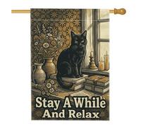 Drapeau de maison pour chat, fleurs rustiques vintage, bougies non noires, double face, en toile de jute, drapeaux décoratifs pour extérieur, cour, pelouse, patio, porte, entrée, 71,1 x 101,6 cm