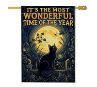 Drapeau de maison pour chat, lune mystique lierre automne noir double face en toile de jute décorative pour extérieur, terrasse, pelouse, entrée, camping 71,1 x 101,6 cm