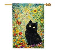 Drapeau de maison pour chat, papillon fantaisie, fleurs, jaune, double face, toile de jute pour extérieur, terrasse, pelouse, entrée, camping, 71,1 x 101,6 cm