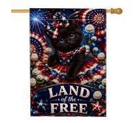 Drapeau de maison pour chaton, rubans patriotiques festifs 4 juillet en toile de jute rouge double face pour extérieur, terrasse, cour, pelouse, entrée, balcon, 71 x 101 cm