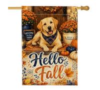 Drapeau de maison pour chien, citrouilles rustiques saisonnières mamans automne orange toile de jute double face décoratif extérieur porche drapeaux pour extérieur, pelouse, cour, patio, entrée 71,1 x
