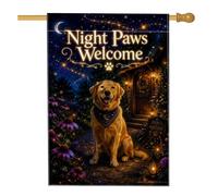 Drapeau de maison pour chien, fleurs de lune accueillantes nocturnes, violettes d'automne, double face, en toile de jute décorative pour extérieur, pelouse, cour, patio, entrée, 71,1 x 101,6 cm