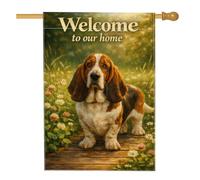 Drapeau de maison pour chien, fleurs naturelles réalistes sans herbe verte double face en toile de jute décorative pour extérieur, cour, pelouse, terrasse, porte, entrée, 71,1 x 101,6 cm