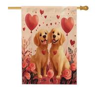 Drapeau de maison pour chien Golden Retriever de la Saint-Valentin, 71,1 x 101,6 cm, double face pour décoration extérieure, couple amusant pour couple de chiot, drapeau de maison, amant, petit