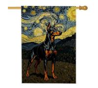 Drapeau de maison pour chien, impressionnisme artistique étoiles, montagnes, sans toile de jute noire, double face, drapeaux décoratifs pour extérieur, cour, pelouse, patio, porte, entrée, 71,1 x