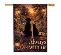 Drapeau de maison pour chien, lanterne romantique en forme de chat, non vert, double face, en toile de jute décorative pour extérieur, cour, pelouse, terrasse, porte, entrée, 71,1 x 101,6 cm