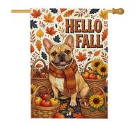 Drapeau de maison pour chien, motif tournesol fantaisie, citrouilles d'automne orange en toile de jute double face pour extérieur, pelouse, cour, patio, entrée 71,1 x 101,6 cm
