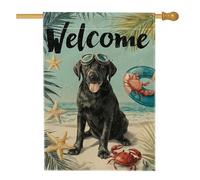 Drapeau de maison pour chien, plage, étoile de mer tropicale, crabe, turquoise, double face, en toile de jute pour extérieur, pelouse, cour, terrasse, entrée, 71,1 x 101,6 cm