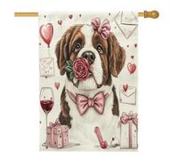 Drapeau de maison pour chien Saint Bernard 71,1 x 101,6 cm double face pour décoration extérieure, drapeau vintage amusant en lin pour maison, amant, petit drapeau de pelouse de jardin
