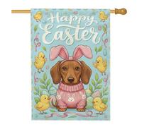 Drapeau de maison pour chien, œuf de poule de Pâques ludique bleu double face en toile de jute décorative pour extérieur, cour, pelouse, terrasse, porte, entrée, 71,1 x 101,6 cm