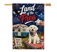 Drapeau de maison pour chiot, étoiles festives patriotiques, feux d'artifice du 4 juillet, rouge, double face en toile de jute pour extérieur, cour, pelouse, terrasse, porte, entrée, 71 x 101,6 cm