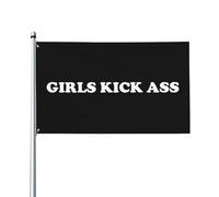 Drapeau de maison pour filles Kick Ass 3 x 5 pieds - Bannière extérieure vibrante sur un seul côté pour la décoration de cour, résiste à la décoloration