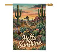 Drapeau de maison pour oiseaux du désert, cactus botanique du désert, plantes succulentes, toile de jute verte d'été, drapeaux décoratifs double face pour porche, extérieur, terrasse, pelouse, entrée