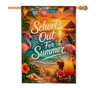 Drapeau de maison pour oiseaux tropicaux, coucher de soleil tropical, plage, été, orange, toile de jute double face, drapeaux décoratifs pour extérieur, terrasse, cour, pelouse, entrée, balcon, 71 x