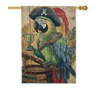 Drapeau de maison pour perroquet, chapeau de pirate nautique tropical, cocktail, été, toile de jute verte double face, drapeaux décoratifs pour extérieur, cour, pelouse, patio, porte, entrée, 71,1 x