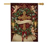Drapeau de maison religieux avec citation de Noël et croix Alléluia 71 x