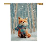 Drapeau de maison renard, écharpe fantaisie d'hiver en toile de jute orange double face pour extérieur, terrasse, cour, pelouse, entrée, balcon, 71 x 101 cm