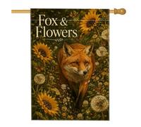 Drapeau de maison renard, nature réaliste tournesol papillon automne orange double face en toile de jute avant porche drapeaux décoratifs pour extérieur, cour, pelouse, patio, porte, entrée 71,1 x