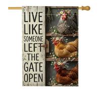 Drapeau de maison rustique avec citation amusante de poulet 71,1 x 101,6 cm