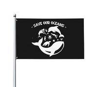 Drapeau de maison Save Our Oceans, drapeau de 3x5 pieds, simple face à l'extérieur, bannières anti-décoloration aux couleurs vives, décoration extérieure de cour