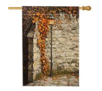 Drapeau de maison scénique de 71,1 x 101,6 cm pour l'extérieur, paysage de feuille d'érable d'automne en lin, drapeau vertical standard pour la maison, Thanksgiving, devant la cour, décoration