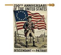 Drapeau de maison, soldat patriotique historique, clôture du jour de l'indépendance, rouge, double face, en toile de jute, drapeaux décoratifs pour extérieur, terrasse, pelouse, entrée, camping, 71,1