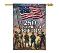 Drapeau de maison, soldats patriotiques, feux d'artifice, jour de l'indépendance, toile de jute rouge double face à l'extérieur, grand jardin pour extérieur, terrasse, cour, pelouse, entrée, balcon