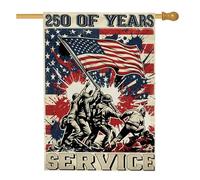 Drapeau de maison, soldats patriotiques vintage, étoiles, jour de l'indépendance, toile de jute rouge double face pour extérieur, pelouse, cour, patio, entrée 71,1 x 101,6 cm