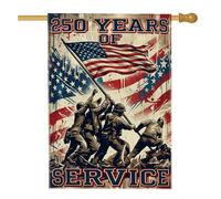 Drapeau de maison, soldats vintage patriotiques, étoiles, indépendance, toile de jute rouge, double face, drapeaux décoratifs pour extérieur, cour, pelouse, patio, porte, entrée, 71 x 101,6 cm