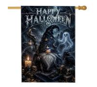 Drapeau de maison sur le thème d'Halloween du magicien mystique 71,1 x | Esthétique effrayante, drapeau de pelouse, style gothique, décoration saisonnière extérieure, thème créature mystique