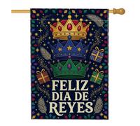 Drapeau de maison « Three Kings Day » avec citation de la couronne royale | Célébration de l'épiphanie, drapeau de cour, motif royal royal, décoration de jardin de vacances d'hiver