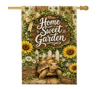 Drapeau de maison tortue rustique, panneau en bois de tournesol marron d'été en toile de jute double face décoratif pour extérieur, terrasse, cour, pelouse, entrée, balcon, 71 x 101 cm