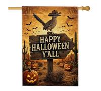 Drapeau de maison Western Halloween avec citation oiseau du désert 71,1 x