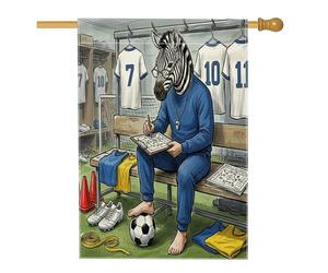 Drapeau de maison zèbre de la saison 2026 de football 71 x 101,6 cm double face pour décoration extérieure, prêt à être assorti à un animal sauvage, entraîneur de cour, drapeau de maison, drapeau de