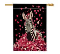 Drapeau de maison zèbre pour la Saint-Valentin, 71 x 101,6 cm, double face pour décoration extérieure, joli cœur, animal, faune sauvage, drapeau de maison, drapeau de maison pour enfant, petit drapeau