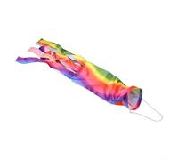 Drapeau de manche à air arc-en-ciel de 140 cm avec serpentins colorés en polyester pour décoration de jardin, festivals en plein air, camping, caravane et cour, météo et décoloration (70 cm)