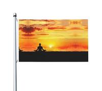 Drapeau de méditation pour les vacances, le yoga, la méditation, 9 x 1,5 m, avec œillets, drapeau décoratif, patio, porche, pelouse