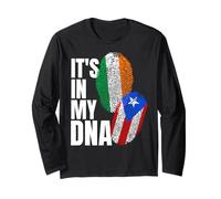 Drapeau de mélange d'ADN Irlandais et portoricain Heritage Manche Longue