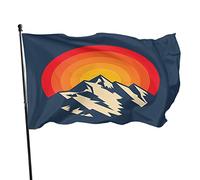 Drapeau de montagne 9,1 x 1,5 m Coucher de soleil au-dessus du pic des montagnes Silhouette Soleil Camping Extérieur Drapeaux Grande Bannière Bienvenue Yard Maison Jardin Cour Pelouse Décor
